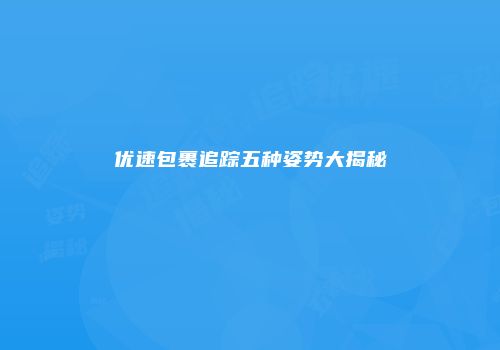 优速包裹追踪五种姿势大揭秘