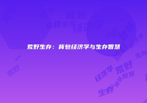 荒野生存：背包经济学与生存智慧