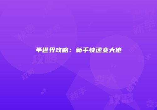 半世界攻略：新手快速变大佬