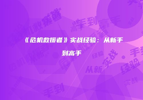 《危机救援者》实战经验：从新手到高手