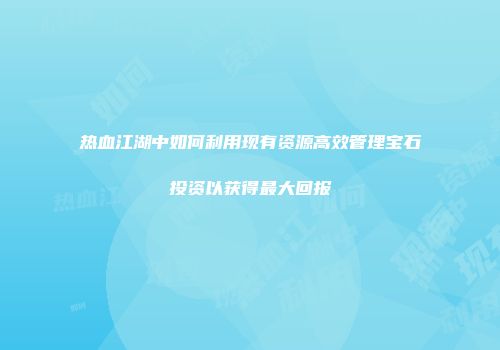 热血江湖中如何利用现有资源高效管理宝石投资以获得最大回报