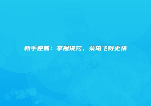 新手逆袭：掌握诀窍，菜鸟飞得更快