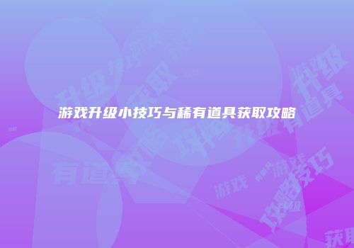 游戏升级小技巧与稀有道具获取攻略
