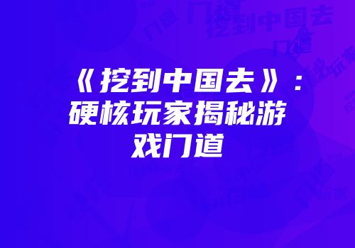 《挖到中国去》：硬核玩家揭秘游戏门道