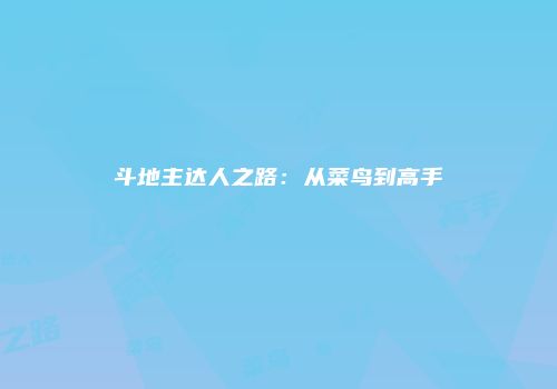 斗地主达人之路：从菜鸟到高手