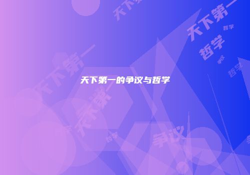 天下第一的争议与哲学