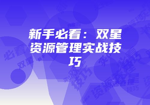 新手必看：双星资源管理实战技巧