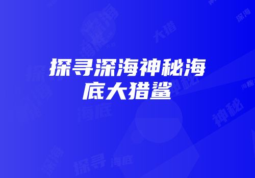 探寻深海神秘海底大猎鲨