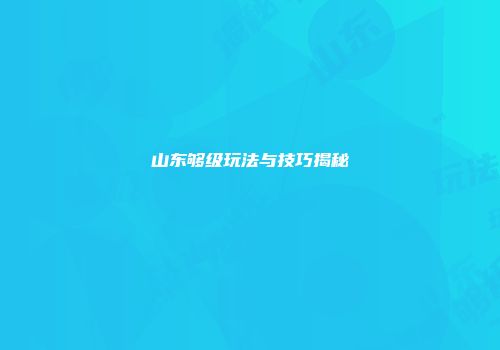 山东够级玩法与技巧揭秘
