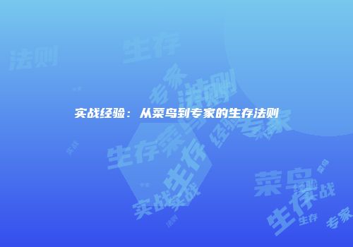 实战经验：从菜鸟到专家的生存法则