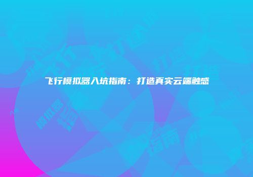 飞行模拟器入坑指南：打造真实云端触感
