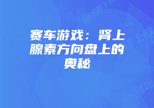 赛车游戏：肾上腺素方向盘上的奥秘