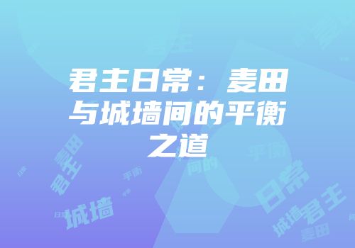 君主日常：麦田与城墙间的平衡之道
