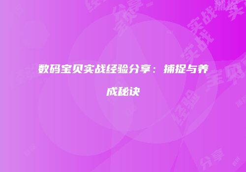 数码宝贝实战经验分享：捕捉与养成秘诀