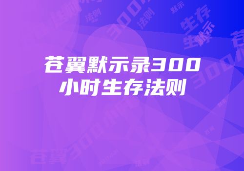 苍翼默示录300小时生存法则