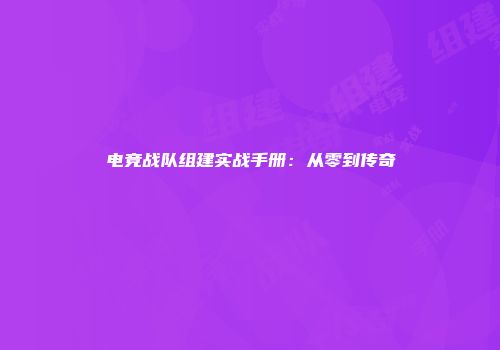 电竞战队组建实战手册：从零到传奇