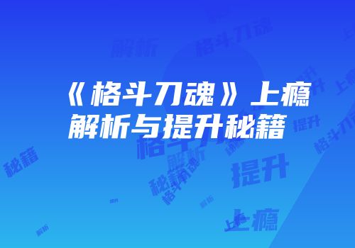 《格斗刀魂》上瘾解析与提升秘籍