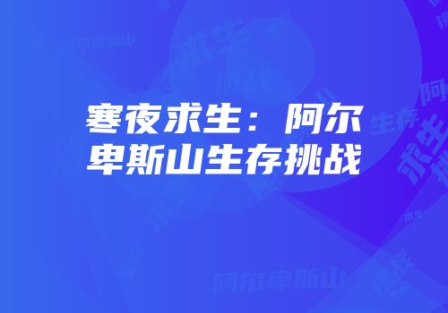 寒夜求生：阿尔卑斯山生存挑战