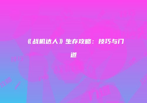 《战机达人》生存攻略：技巧与门道