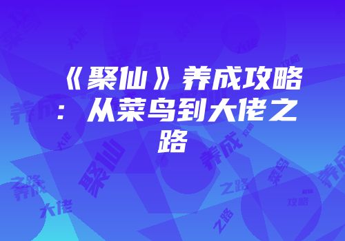 《聚仙》养成攻略：从菜鸟到大佬之路