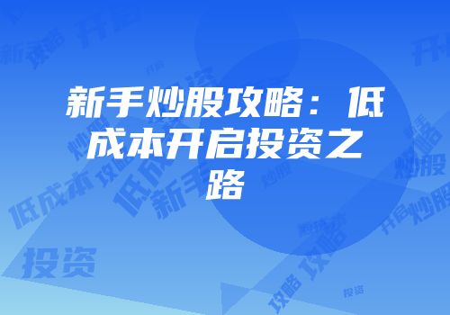 新手炒股攻略:低成本开启投资之路