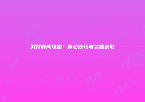 武将养成攻略：核心技巧与装备获取