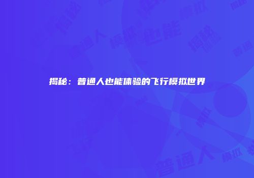 揭秘：普通人也能体验的飞行模拟世界