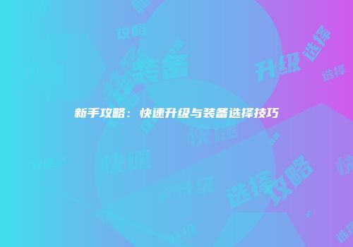 新手攻略：快速升级与装备选择技巧