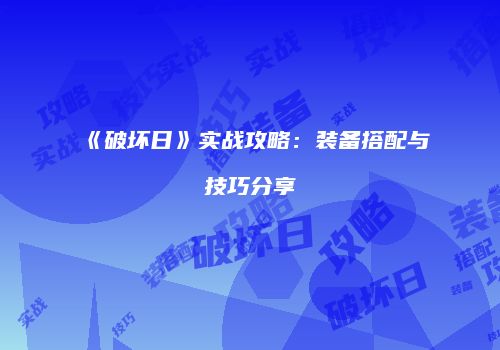 《破坏日》实战攻略：装备搭配与技巧分享