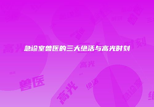 急诊室兽医的三大绝活与高光时刻