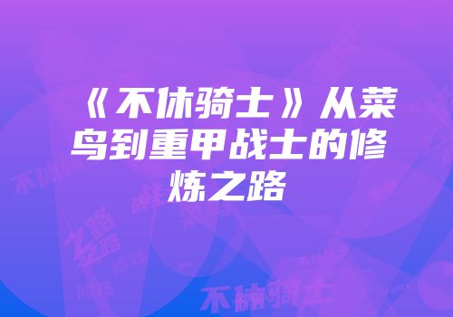 《不休骑士》从菜鸟到重甲战士的修炼之路