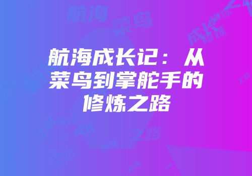 航海成长记：从菜鸟到掌舵手的修炼之路
