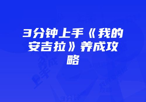 3分钟上手《我的安吉拉》养成攻略