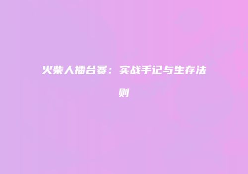 火柴人擂台赛:实战手记与生存法则