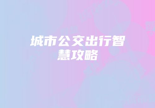 城市公交出行智慧攻略