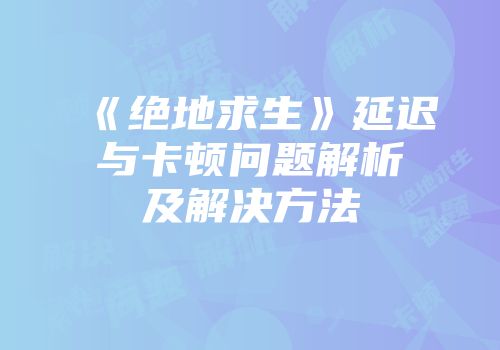 《绝地求生》延迟与卡顿问题解析及解决方法