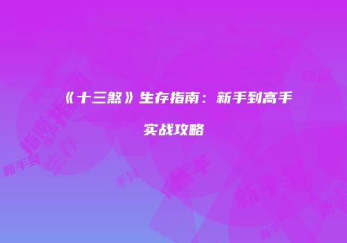 《十三煞》生存指南:新手到高手实战攻略