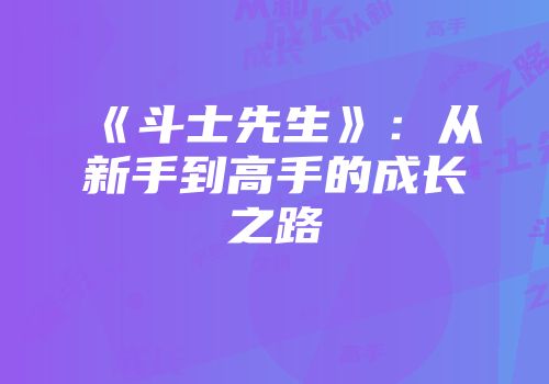 《斗士先生》：从新手到高手的成长之路