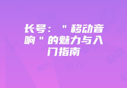 长号：＂移动音响＂的魅力与入门指南